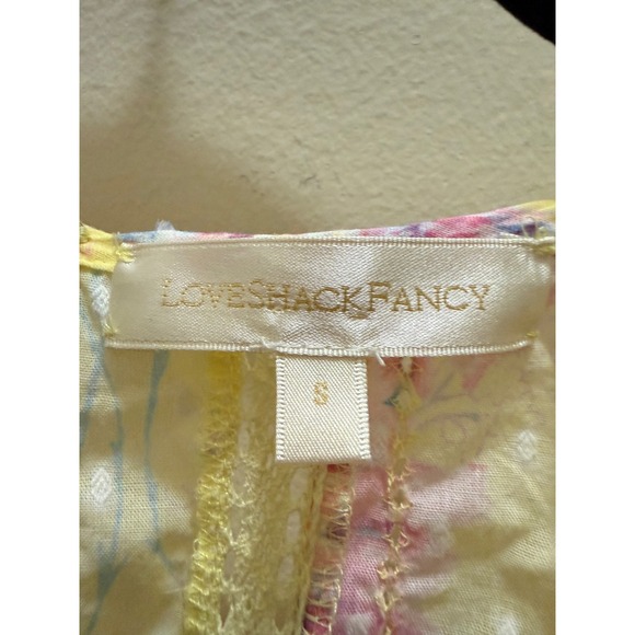 Loveshackfancy Natasha Yellow Floral Ruffle Mini Dress - S Whimsy Cottage Garden - Picture 9 of 10